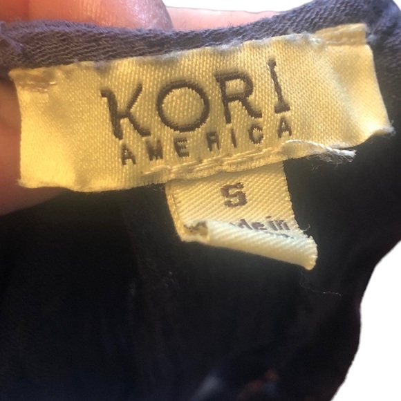 Kori America Navy Blue Tie Dyed Laced Neckline Tank size Small - Picture 2 of 8